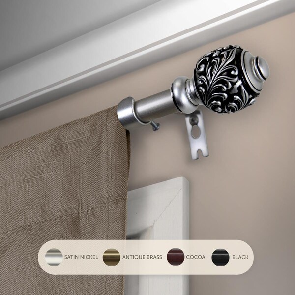 Central Design 0.625 in. Aria Curtain Rod with 28 to 48 in. Extension, Satin Nickel 5709-285 - main